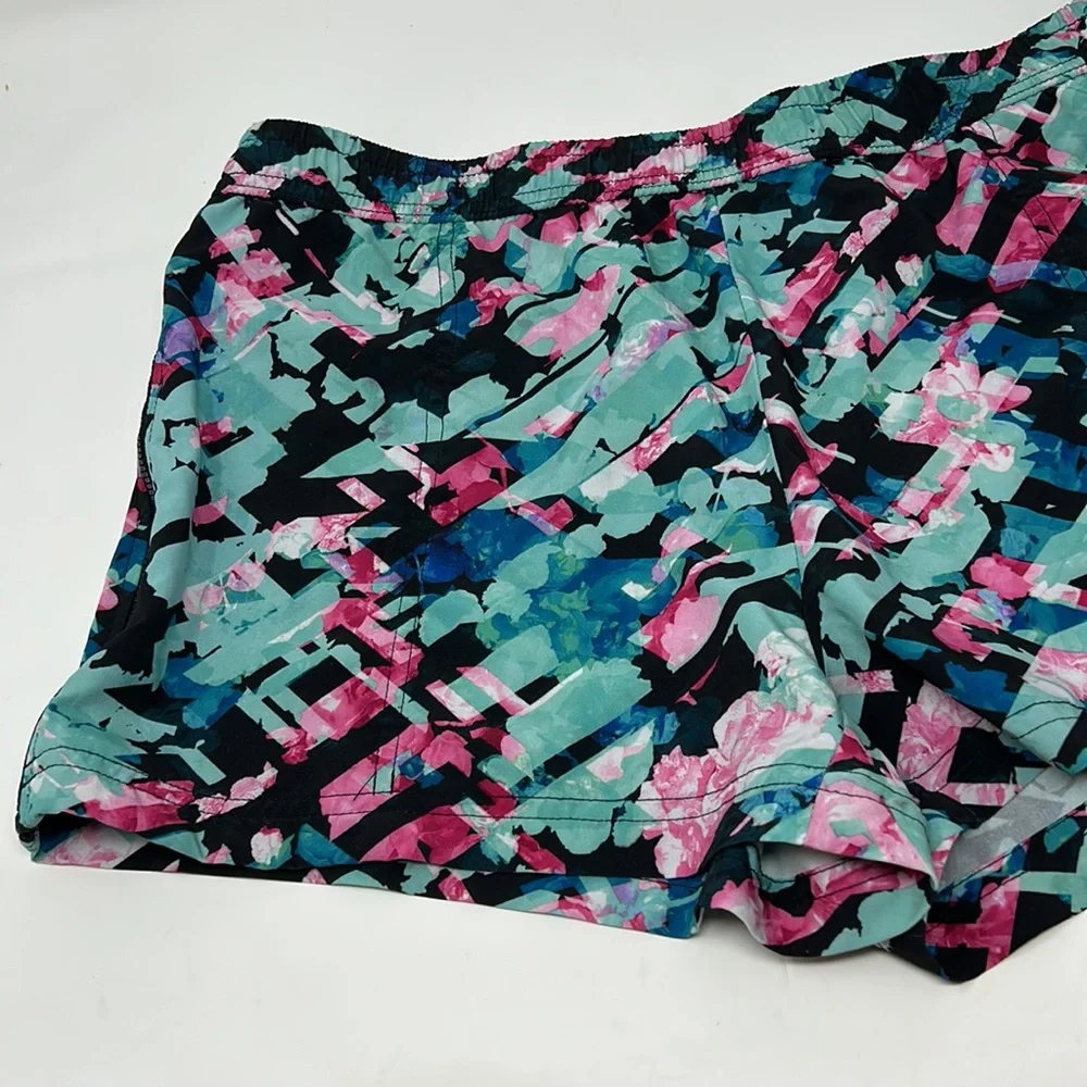 Fabletics Black Blue Pink Athletic Running Shorts Size Large Excellent Condition